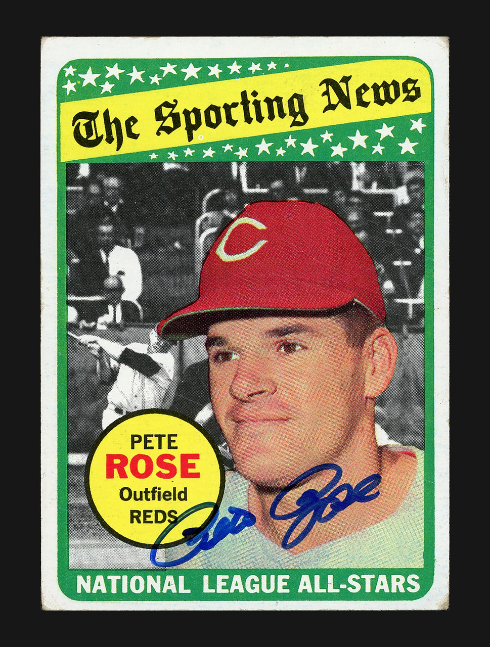 Pete Rose Autographed 1969 Topps All Stars Card #424 Cincinnati Reds SKU  #202029