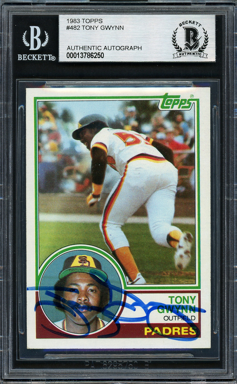 Tony Gwynn Autographed 1983 Topps Rookie Card #482 San Diego Padres Vintage  Signature Beckett BAS #13786250