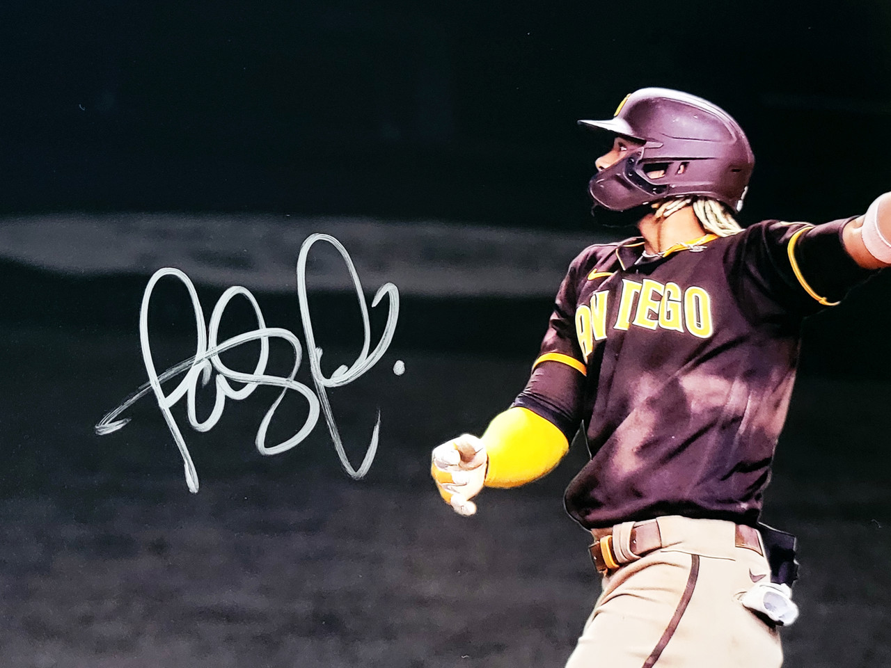 Fernando Tatis Jr. San Diego Padres Unsigned Bat Flip Spotlight 11 x 14  Photo