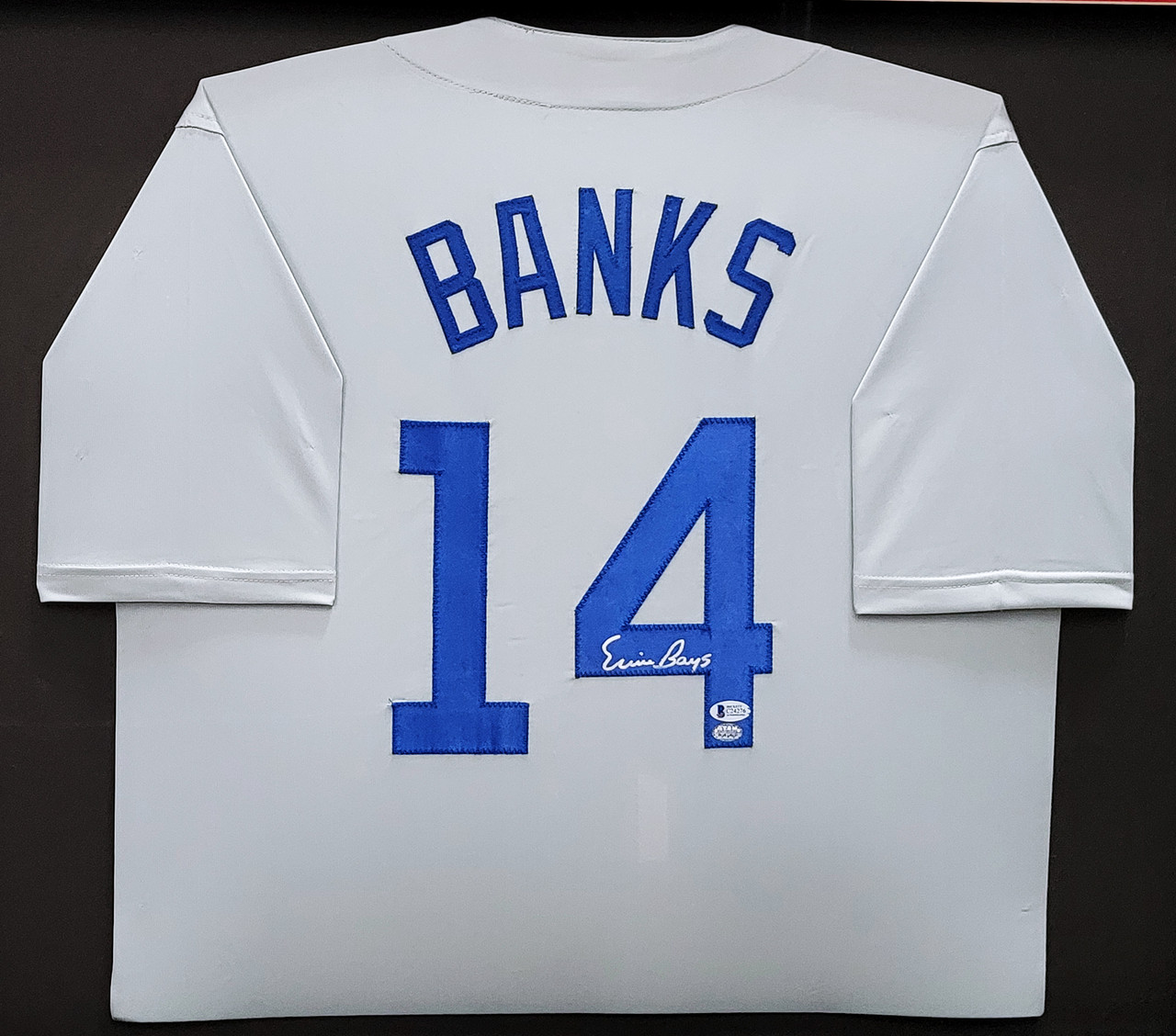 Chicago Cubs Ernie Banks Autographed Framed Gray Jersey Beckett BAS Stock  #202411 - Mill Creek Sports