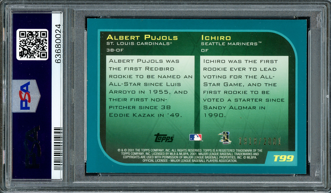2001 Topps Traded Gold Albert Pujols Rookie PSA