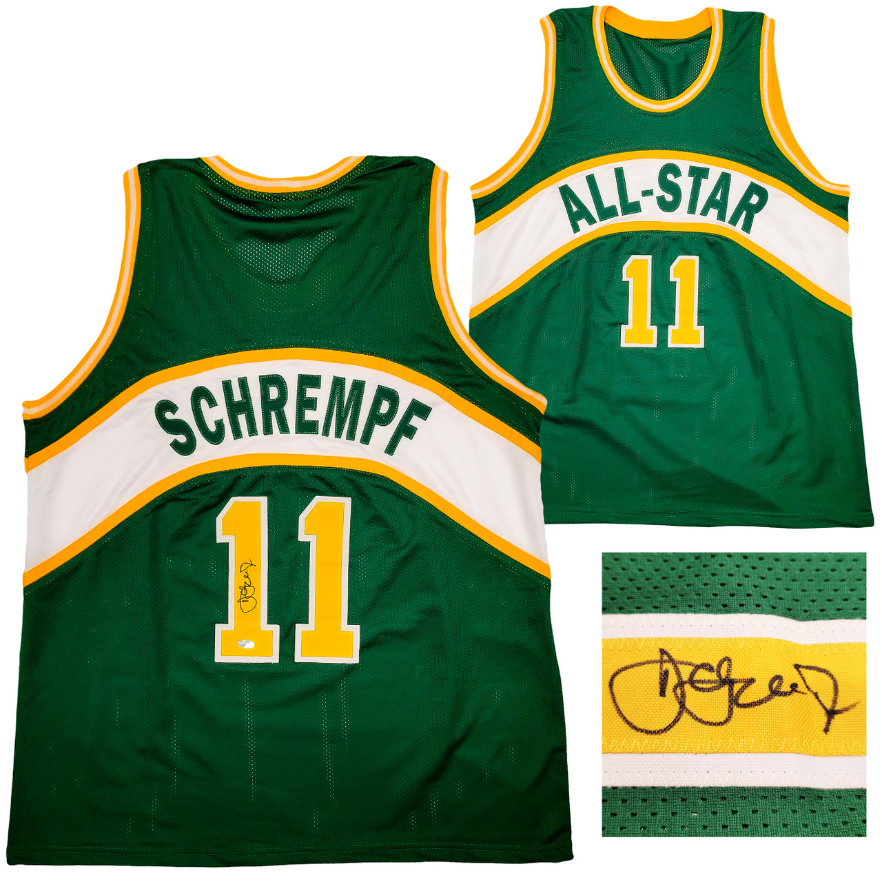 Seattle SuperSonics Detlef Schrempf Autographed Green Jersey MCS Holo