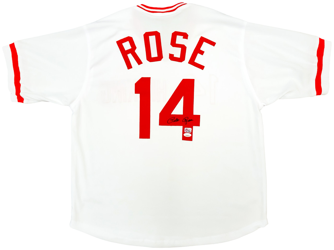 Cincinnati Reds Pete Rose Autographed White Jersey JSA Stock #202354