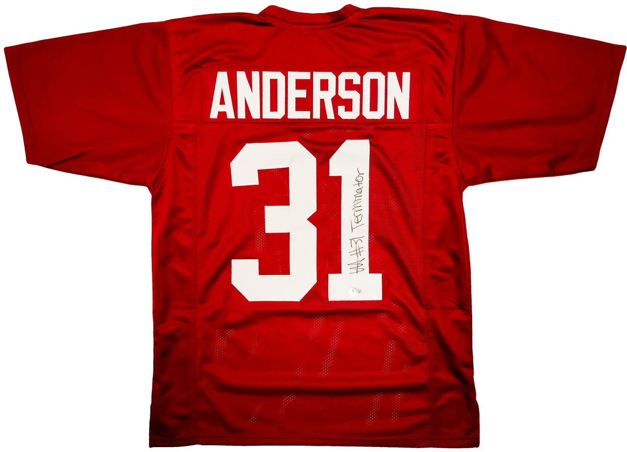 Alabama Crimson Tide Will Anderson Autographed White Jersey Terminator  Beckett BAS Witness #WW05299