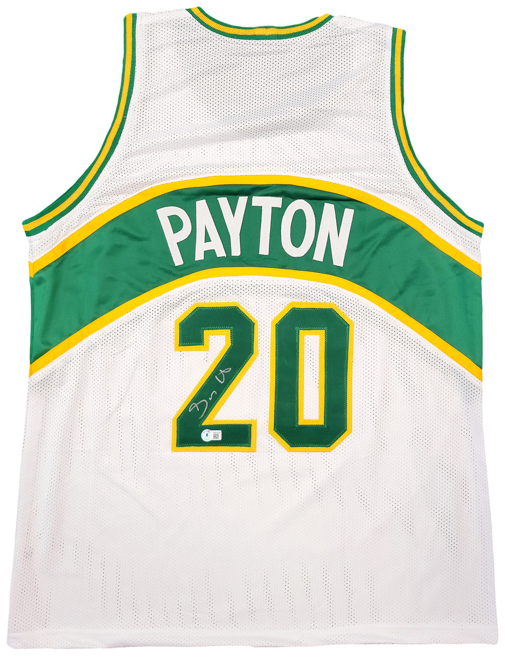 Seattle Supersonics Gary Payton Autographed White Jersey Beckett BAS QR  Stock #203420