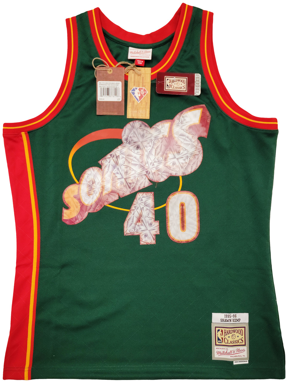 ❁♛ new men Seattle Supersonics 40 Shawn Kemp sonics embroidery basketball jerseys  jersey retro black green