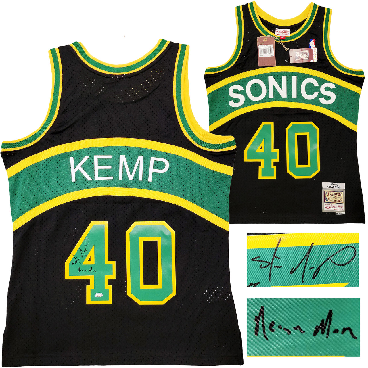 Seattle Supersonics Shawn Kemp Autographed Black Authentic