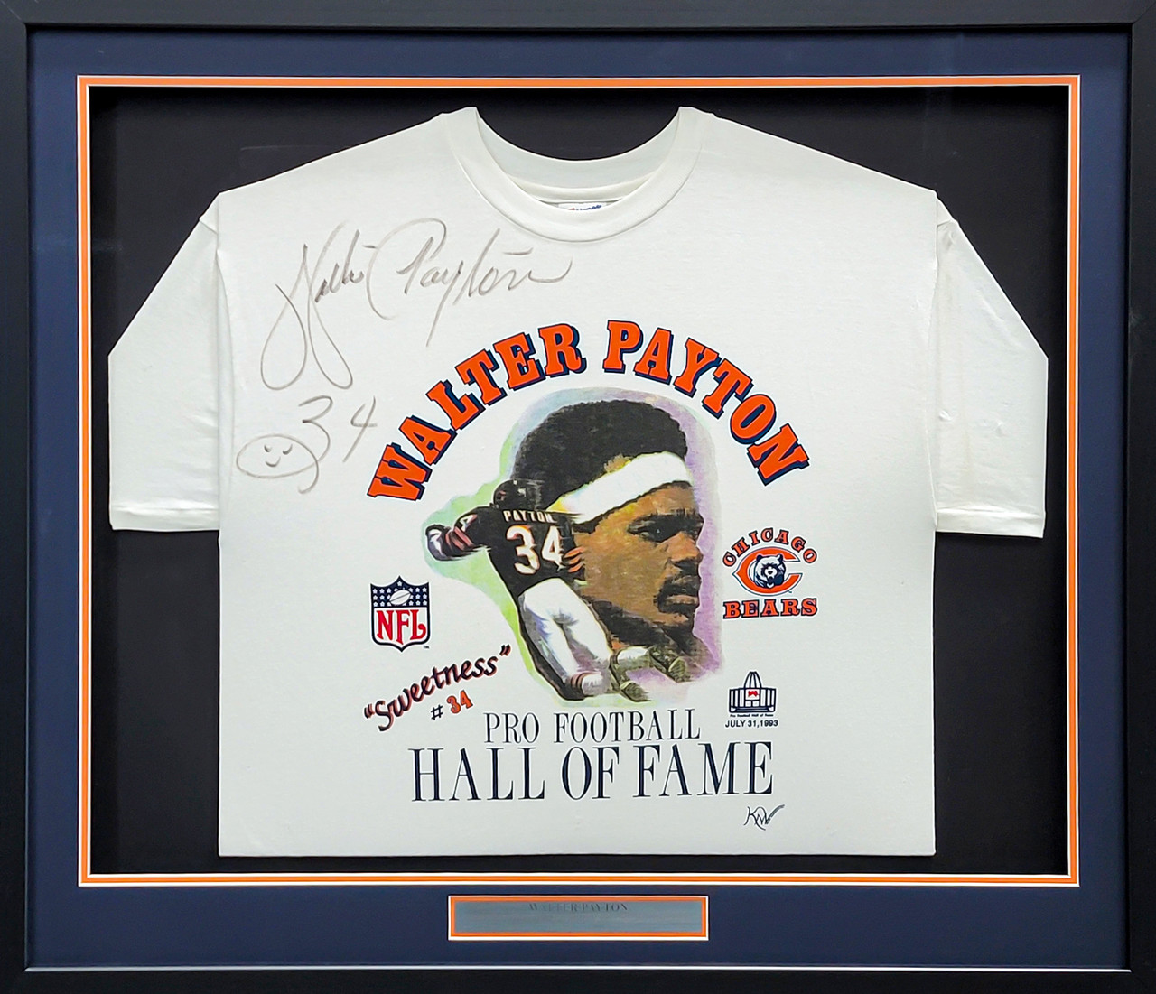 Chicago Bears Walter Payton Autographed Framed White Hall Of Fame