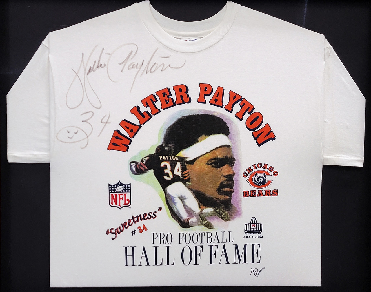 Chicago Bears Walter Payton Autographed Framed White Hall Of Fame Shirt  PSA/DNA #AG04486 - Mill Creek Sports