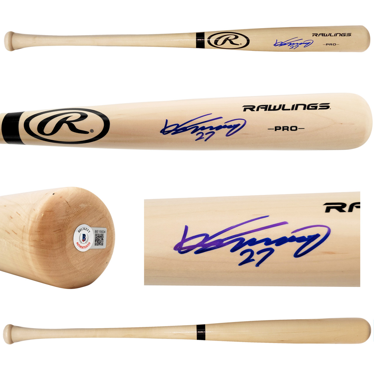 Vladimir Guerrero Sr. Autographed Blonde Rawlings Pro Bat Montreal Expos  Beckett BAS Stock #203453 - Mill Creek Sports