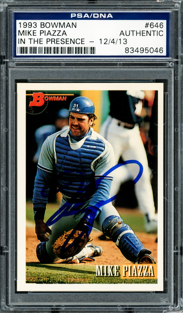 Mike Piazza Autographed 1993 Bowman Rookie Card #646 Los Angeles