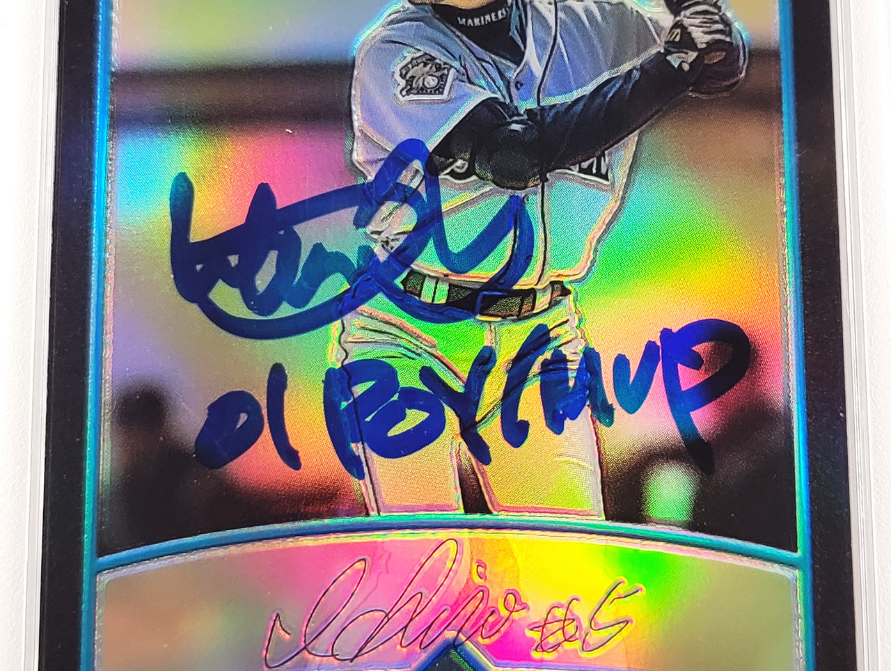 Ichiro Suzuki Autographed 2001 Bowman Chrome Refractor Japanese Rookie Card  #351 Seattle Mariners PSA 9 Auto Grade Gem Mint 10 01 ROY/MVP PSA/DNA