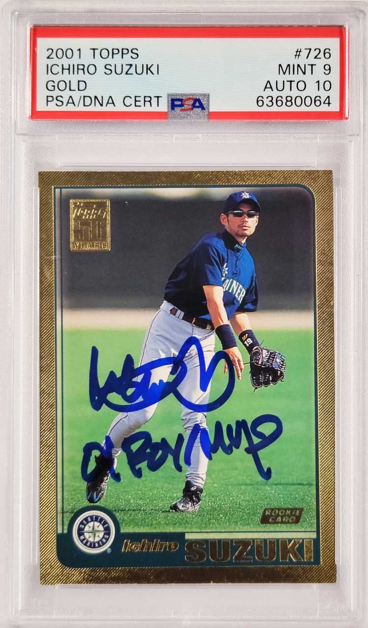 Ichiro Suzuki Autographed 2001 Topps Gold Rookie Card #726 Seattle 