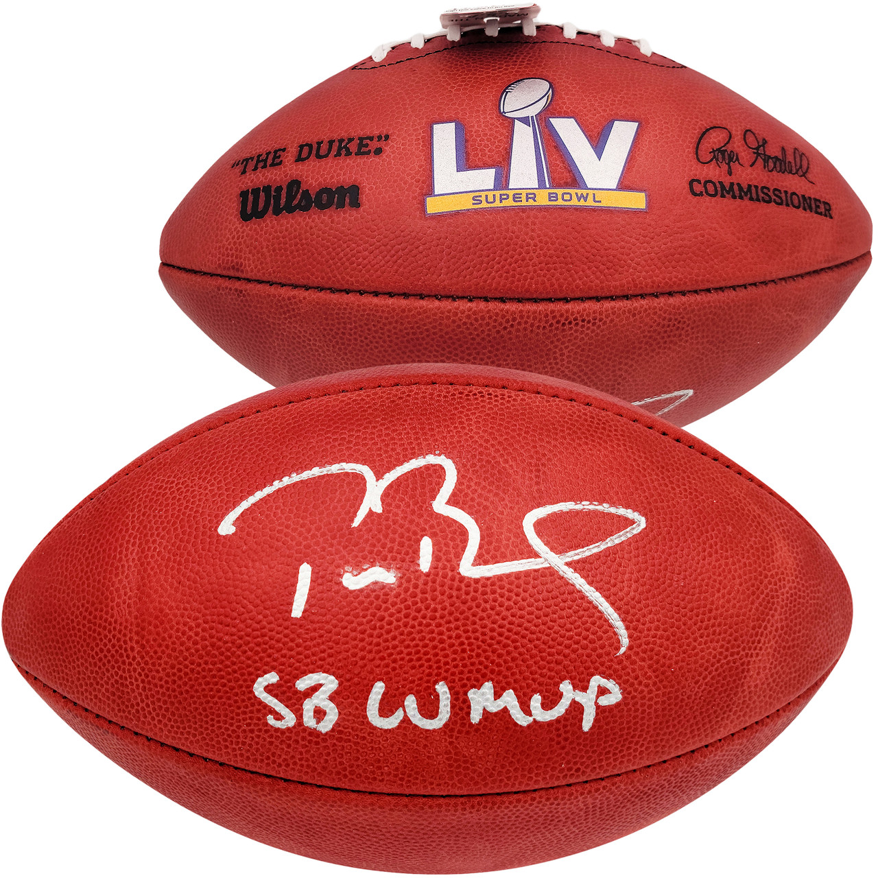 Tom Brady Autographed Official NFL Leather Super Bowl LV Logo Football SB  LV MVP Fanatics Holo #AA0104060