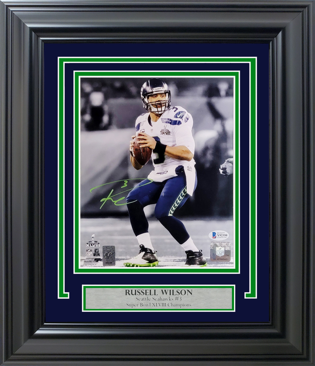 Russell Wilson Autographed Framed 8x10 Photo Seattle Seahawks