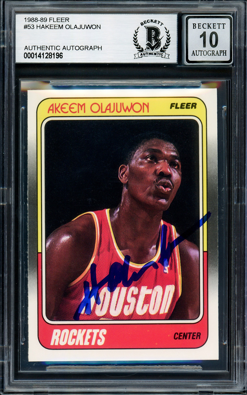 Hakeem Olajuwon Autographed 1988-89 Fleer Card #53 Houston Rockets