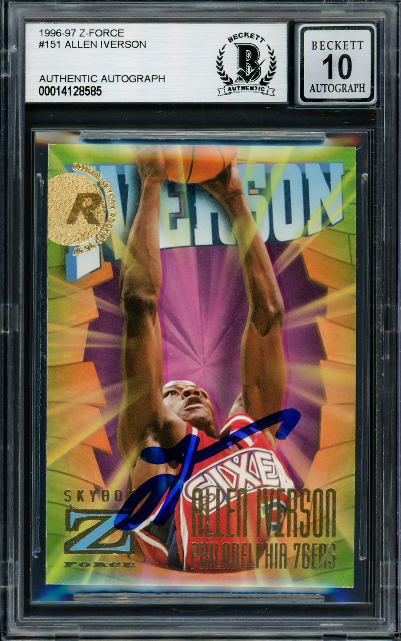 Allen Iverson Autographed 1996 Skybox E-X2000 Star Date 2000 Rookie Card #7  Philadelphia 76ers PSA 8 Auto Grade Gem Mint 10 PSA/DNA #68017875