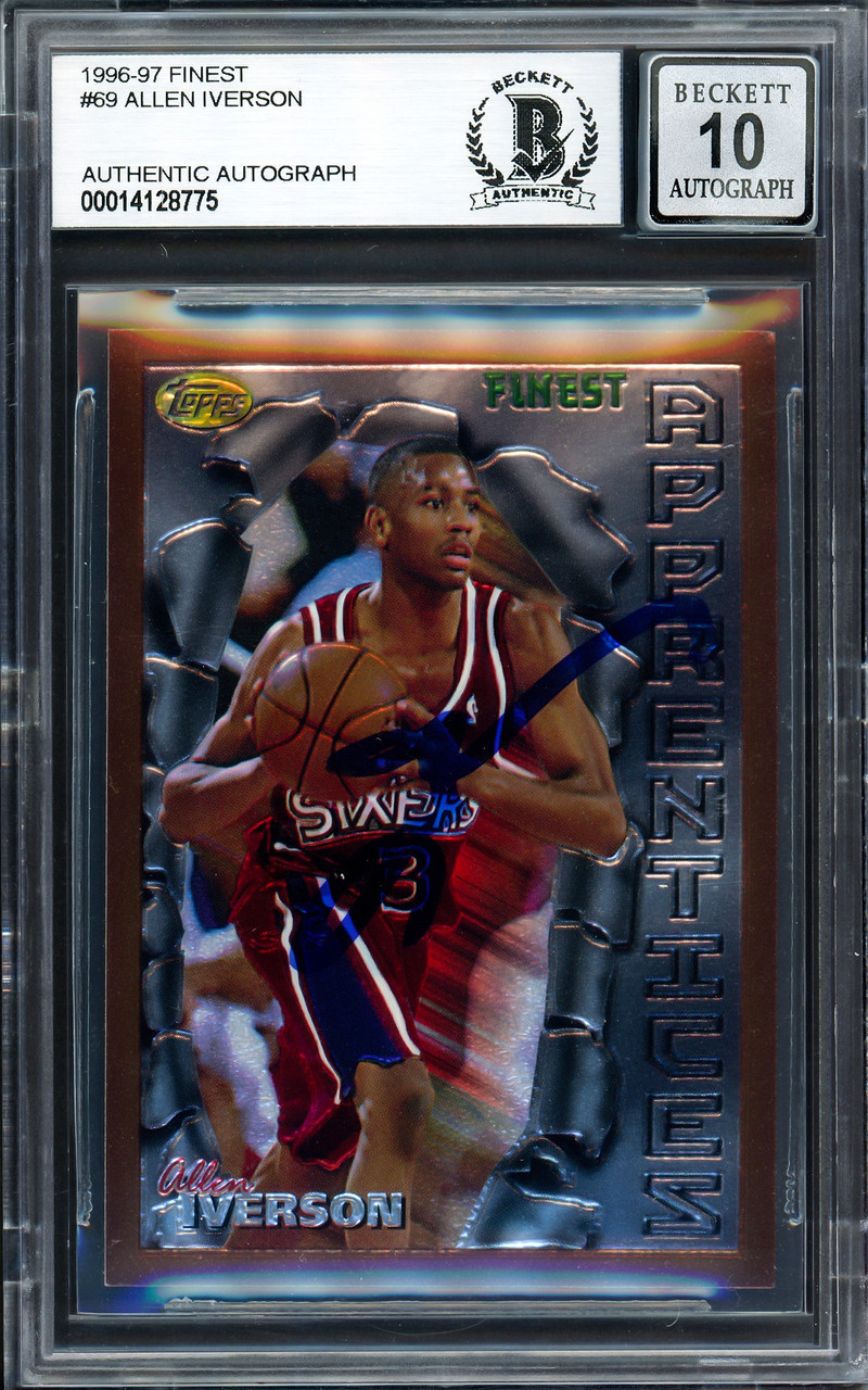 その他 Allen Iverson rc auto topps Allen Iverson Signed 1996-97 Topps #171 Rookie Card RC