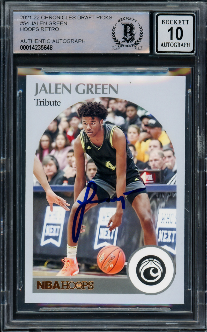 Jalen Green Autographed 2021-22 Hoops Tribute Rookie Card #54 Houston  Rockets Auto Grade Gem Mint 10 Beckett BAS #14235648