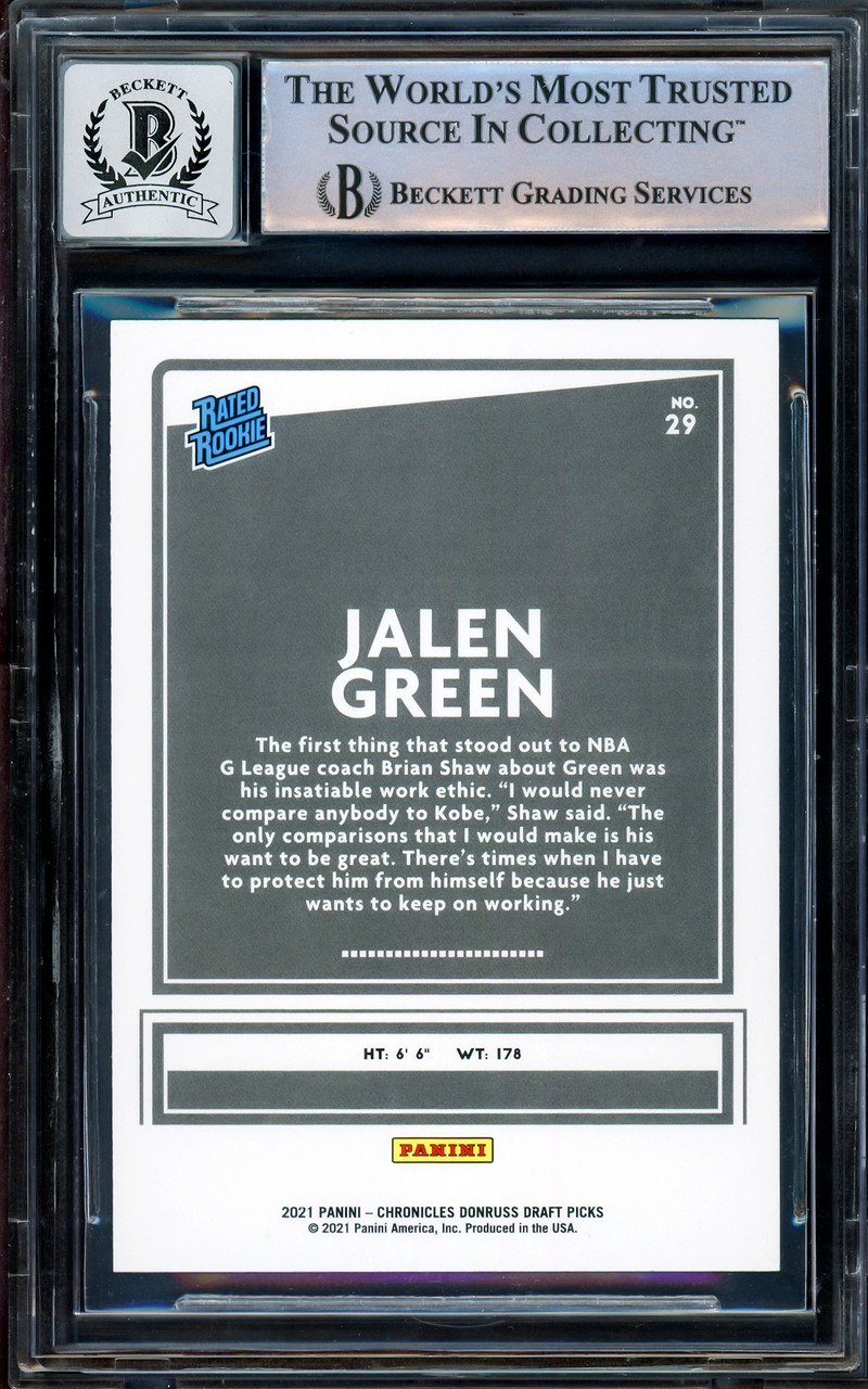 Jalen Green Autographed 2021-22 Donruss Rated Rookie Card