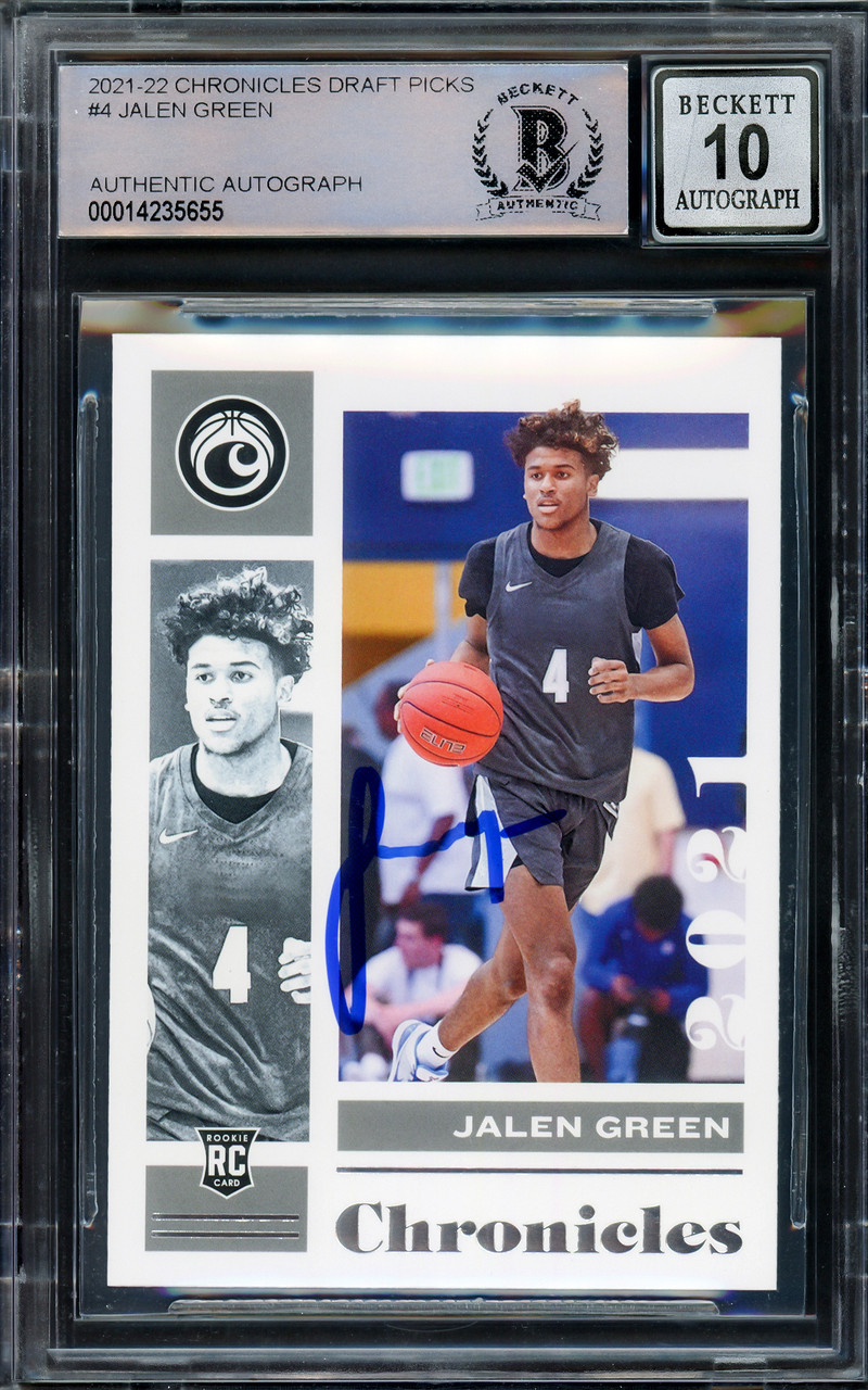 Jalen Green Autographed 2021-22 Chronicles Rookie Card #4 Houston Rockets  Auto Grade Gem Mint 10 Beckett BAS Stock #205947