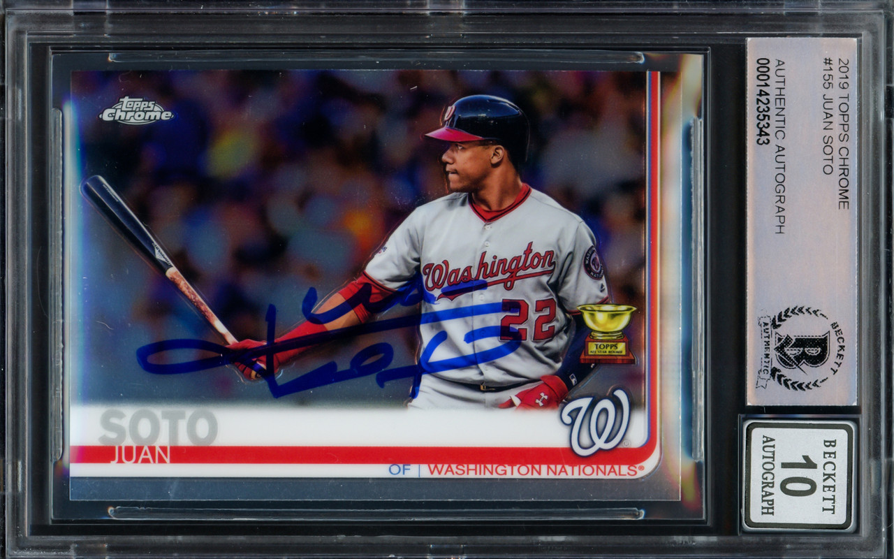 Juan Soto Autographed 2019 Topps Chrome Card #155 Washington Nationals Auto  Grade Gem Mint 10 Beckett BAS #14235343