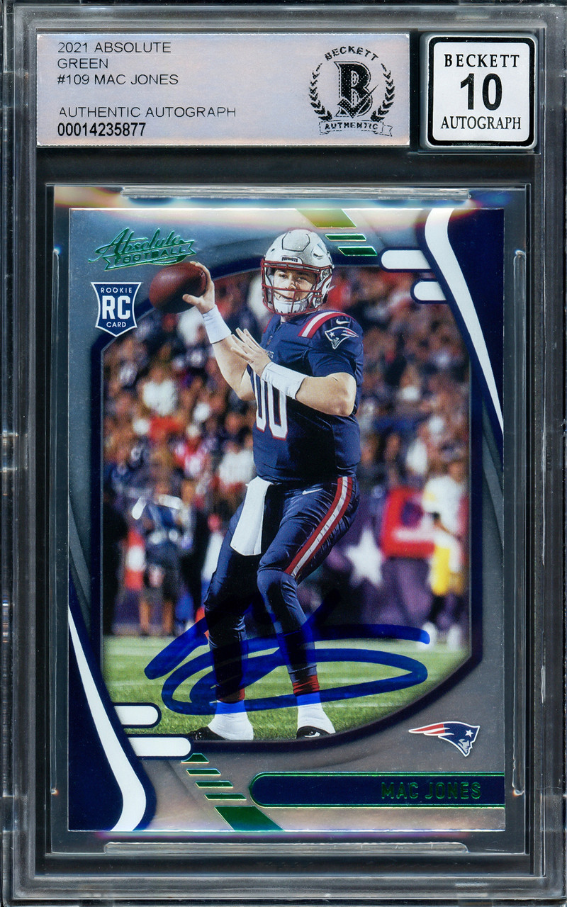 Mac Jones Autographed 2021 Panini Absolute Green Rookie Card