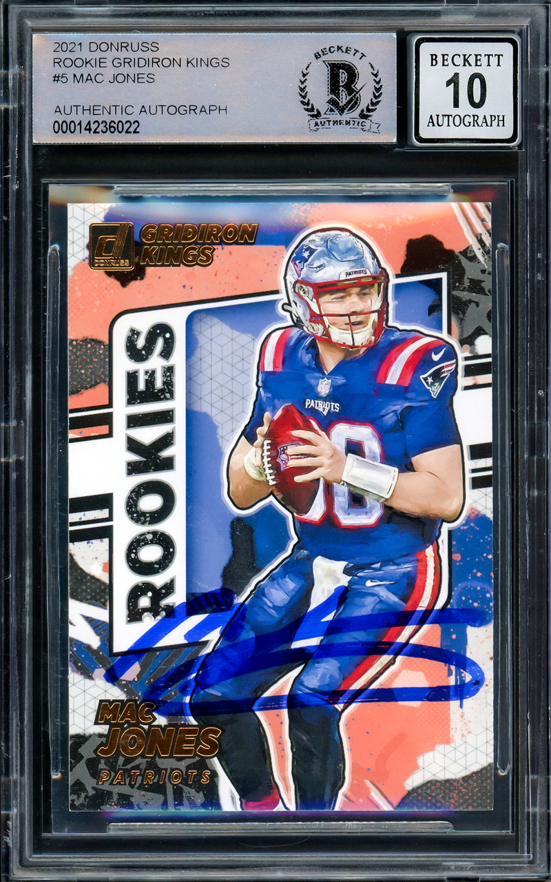 Mac Jones Autographed 2021 Panini Donruss The Rookies Rookie Card #TR-MJO  New England Patriots Beckett BAS #14860687