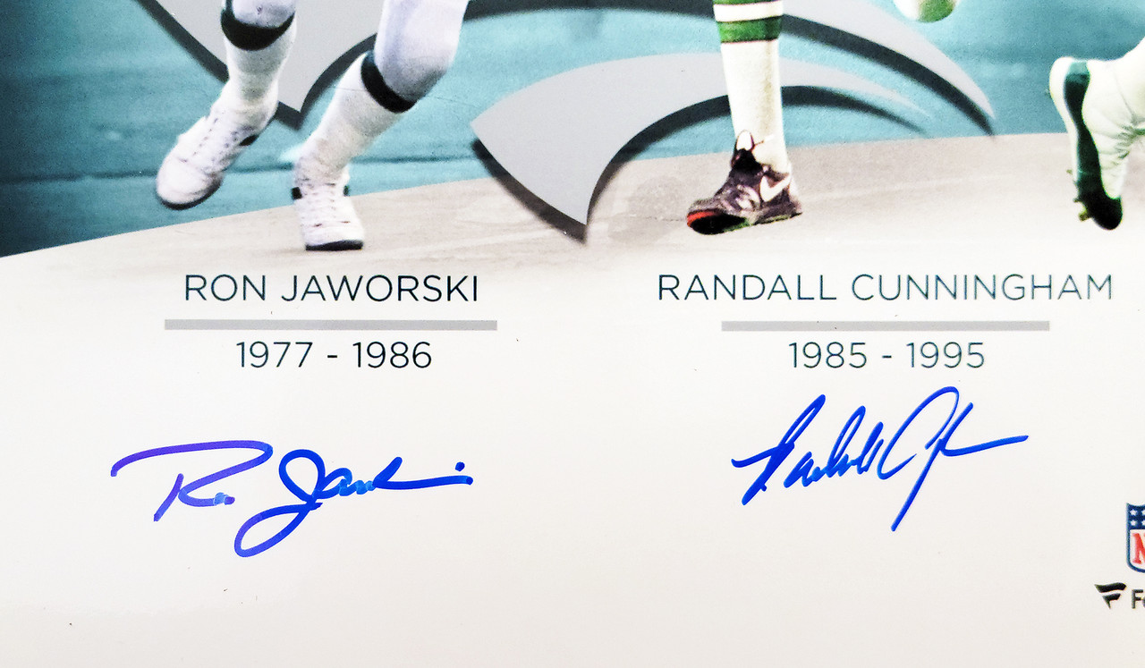 Ron Jaworski-Randall Cunningham-Donovan McNabb Triple Signed 16×20 Photo –  Eagles QB Legends Custom