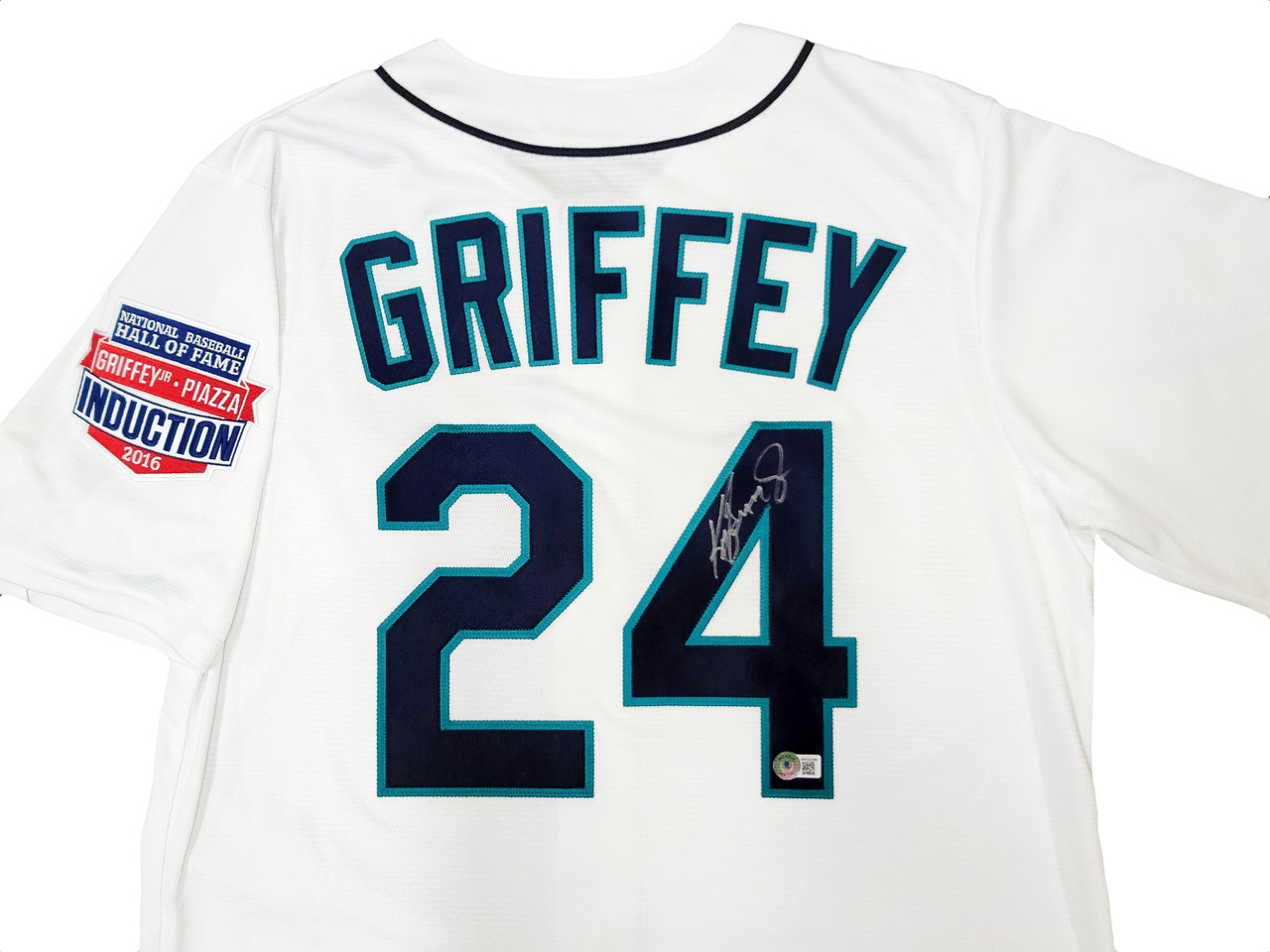 Seattle Mariners Ken Griffey Jr. Autographed White Nike Cooperstown Edition  Jersey HOF Patch Size M Beckett BAS QR Stock #206022 - Mill Creek Sports