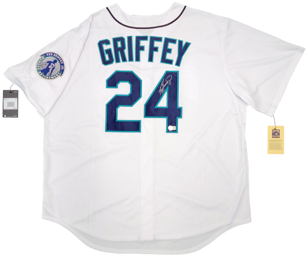 Seattle Mariners With Undershirt Ken Griffey Jr. Autographed White 1997  Russell Home Jersey Size 48 Beckett
