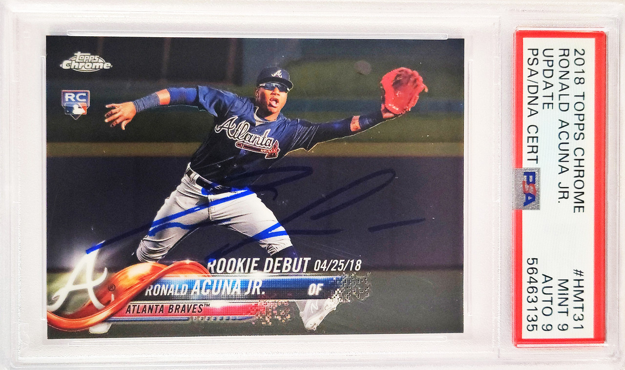 Ronald Acuna Jr. Autographed 2018 Topps Chrome Update Rookie Card #HMT25  Atlanta Braves PSA 10 Auto Grade Mint 9 PSA/DNA #56463085