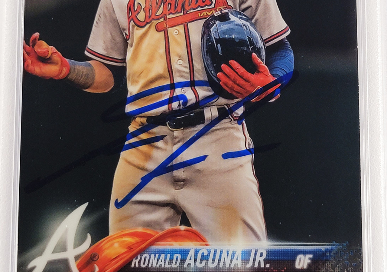 Ronald Acuna Jr. Autographed 2018 Panini Chronicles Rookie & Stars Rookie  Card #3 Atlanta Braves PSA 10 Auto Grade Mint 9 PSA/DNA #56463156