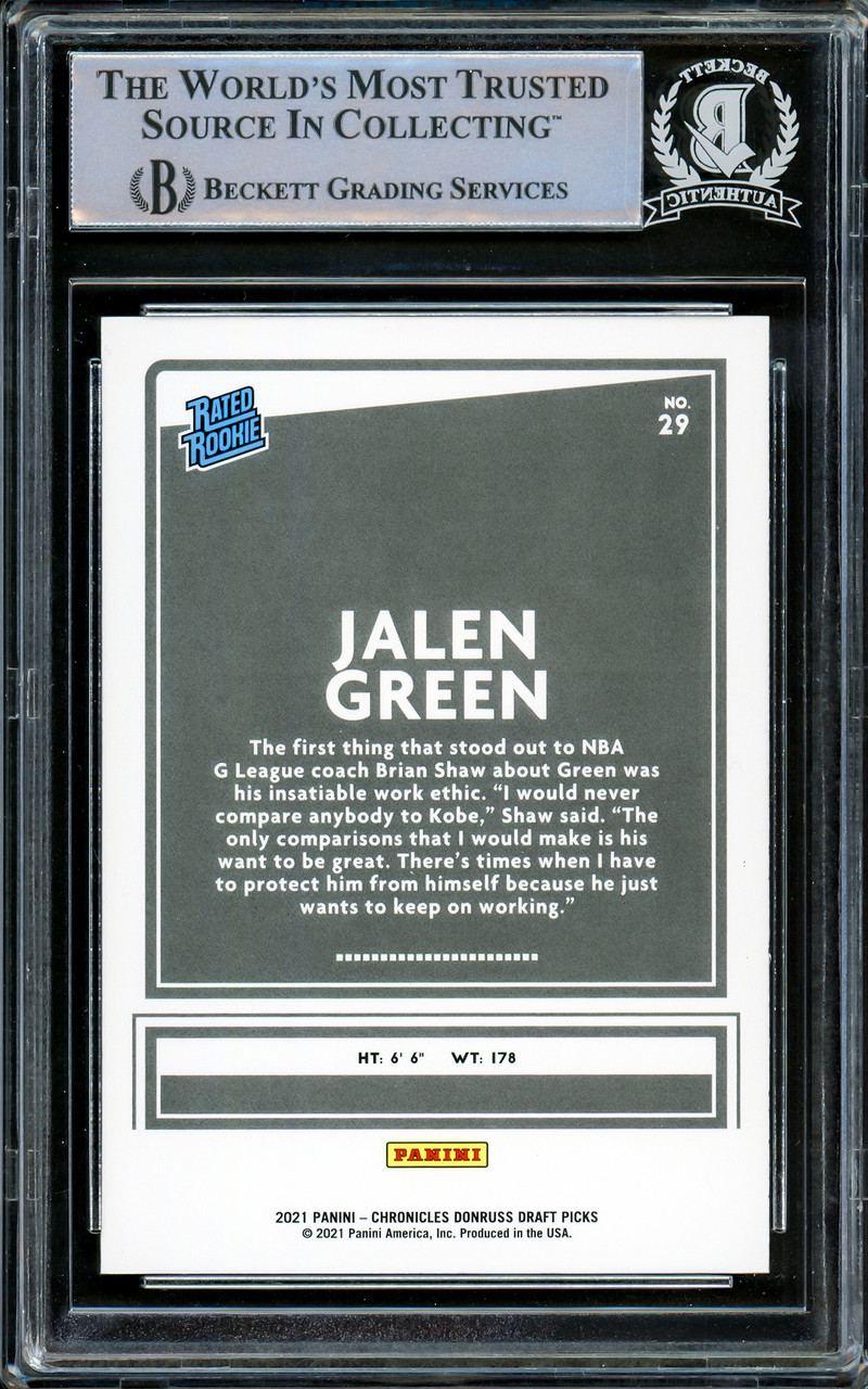 Jalen Green Autographed 2021-22 NBA Hoops Purple Rookie Card #218 Houston  Rockets Beckett BAS #14231676 - Mill Creek Sports