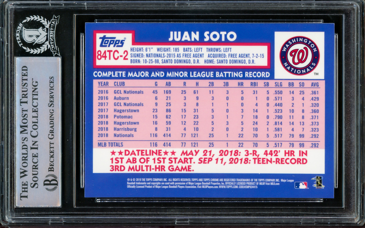 Topps Gallery Green Juan Soto Autographed Rookie Card #d/99 - Rare