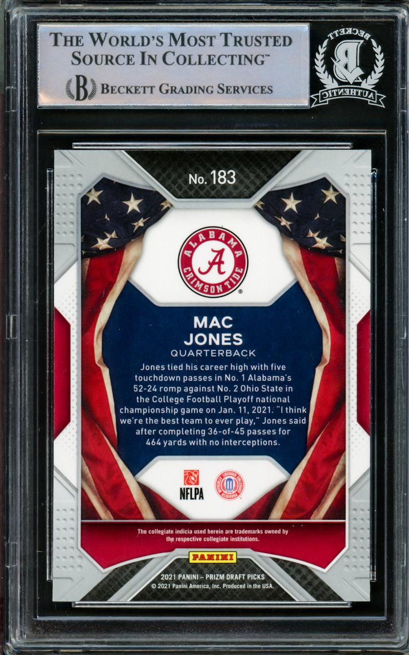 2021 Panini Prizm Draft Picks #183 Mac Jones All American Alabama Crimson Tide RC Rookie Football Trading Card 