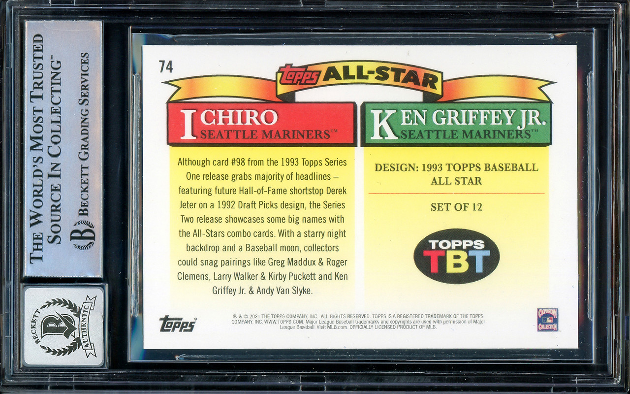 Ken Griffey Jr. & Ichiro Suzuki Autographed 2020 Topps Throwback Thursday  Card #131 Seattle Mariners PSA 8.5 Auto Grade Gem Mint 10 PSA/DNA #69276720  - Mill Creek Sports