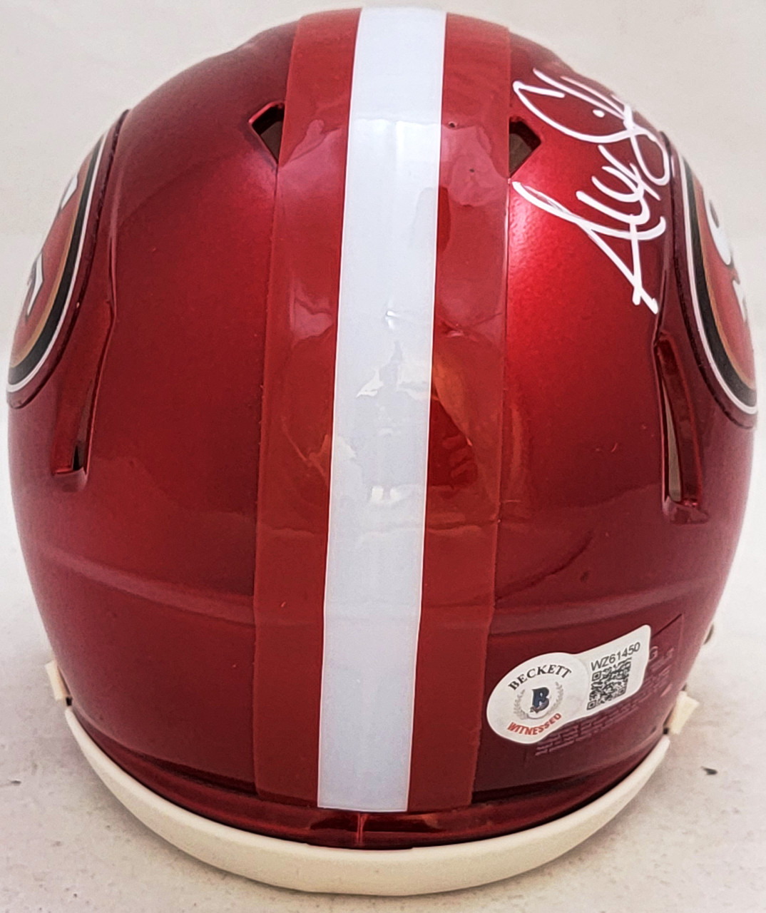 Alex Smith Autographed San Francisco 49ers Flash Red Speed Mini Helmet Beckett BAS Witness Stock #208230 Alex Smith Autographed San Francisco 49ers Flash Red Speed Mini Helmet Beckett BAS Witness Stock #208230
