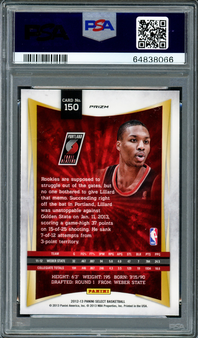 Damian Lillard Autographed 2012-13 Panini Select Silver Prizm