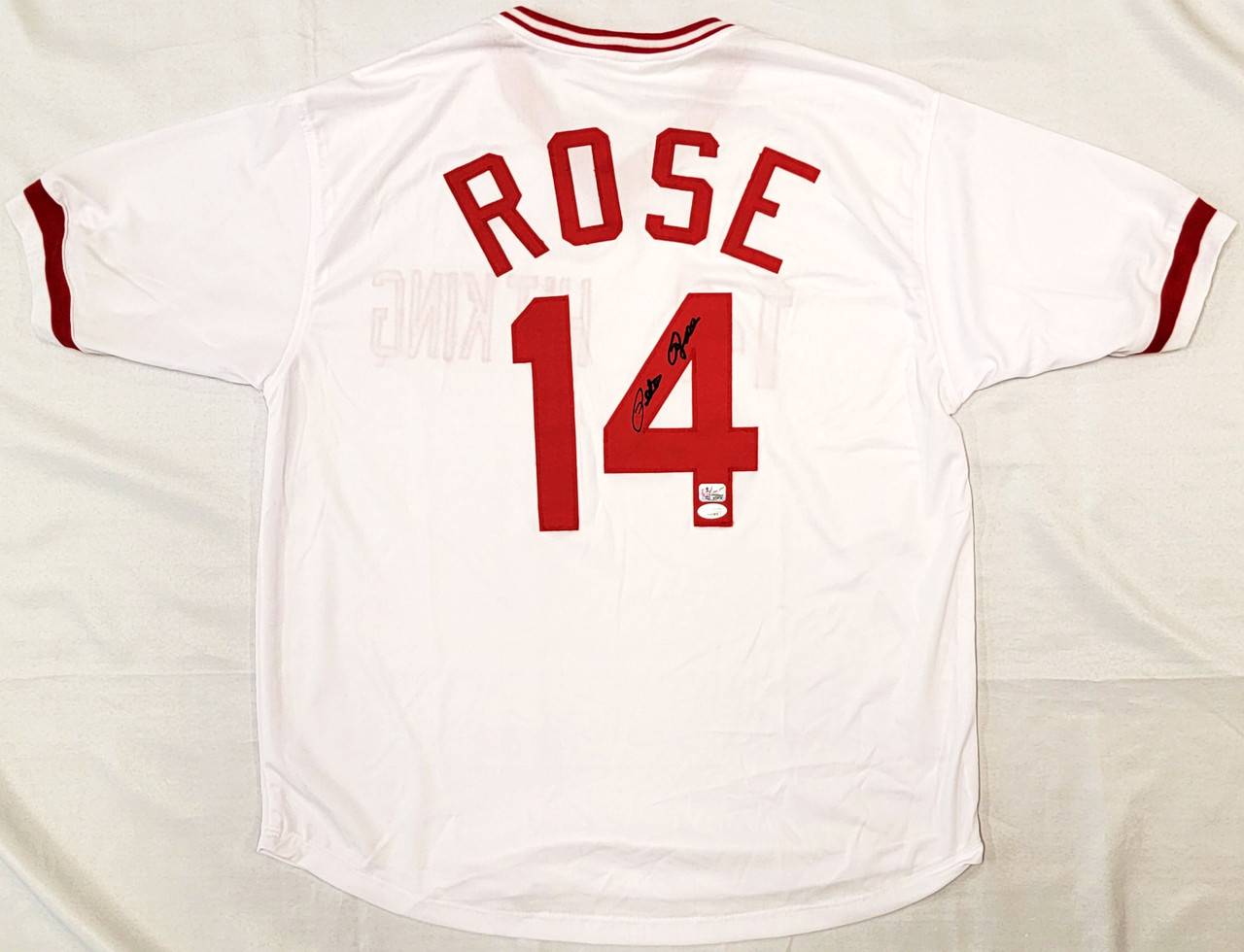 Pete Rose Autographed Cincinnati Mitchell & Ness Red Baseball Jersey  (Large) - BAS