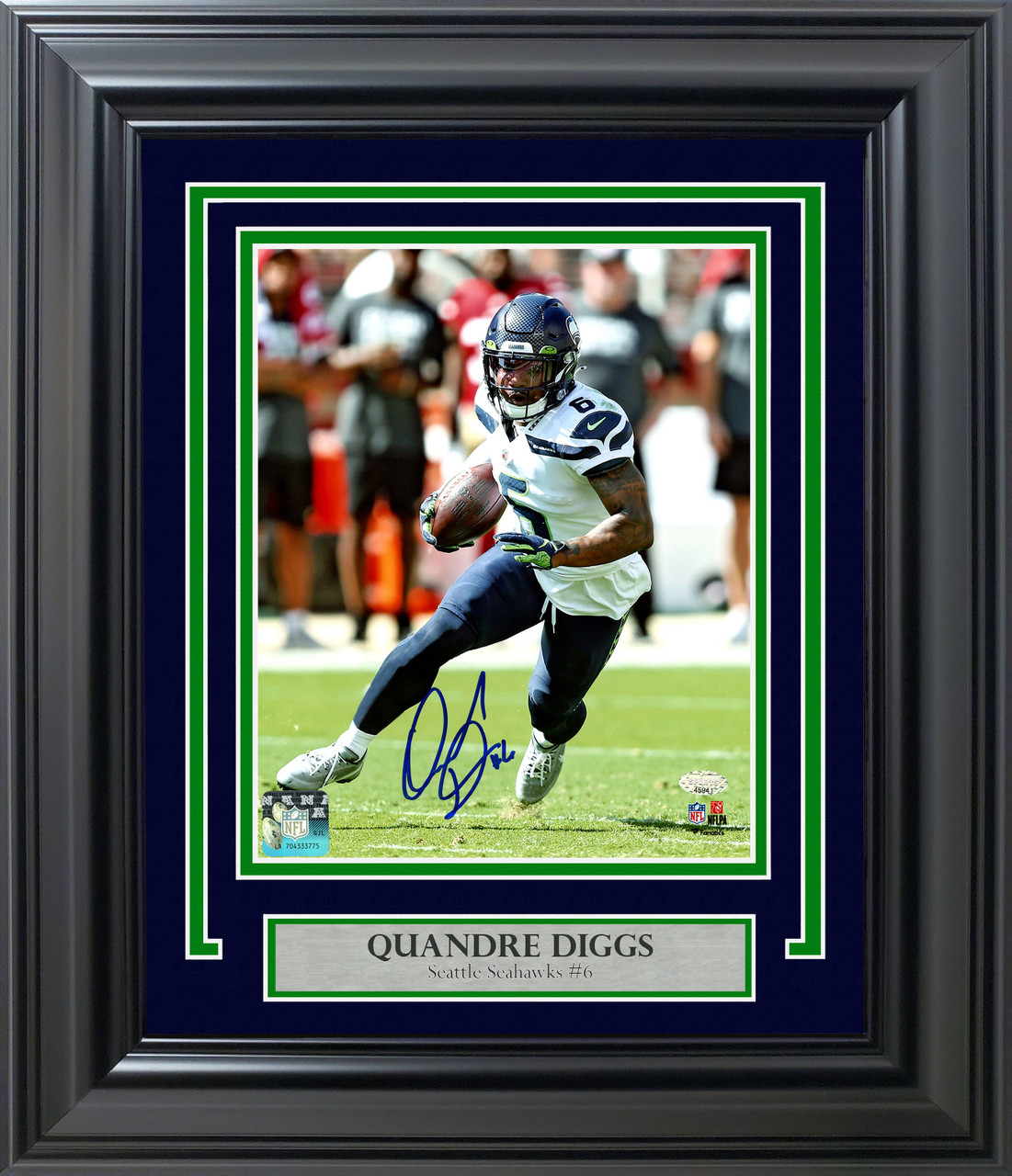 Quandre Diggs Autographed Framed 8x10 Photo Seattle Seahawks MCS Holo Stock  #209005