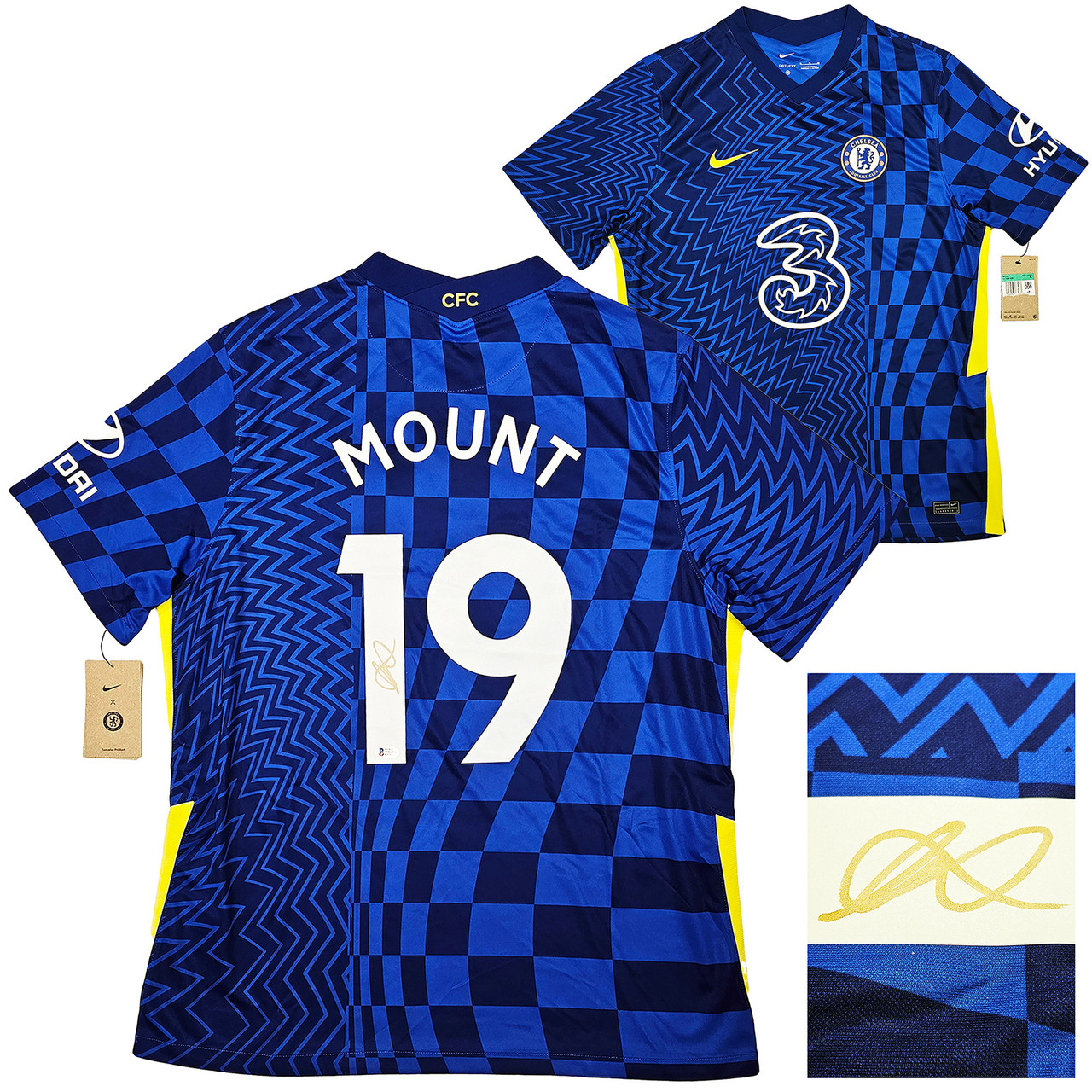 Chelsea F.C. Mason Mount Autographed Blue Nike Jersey Size XL in