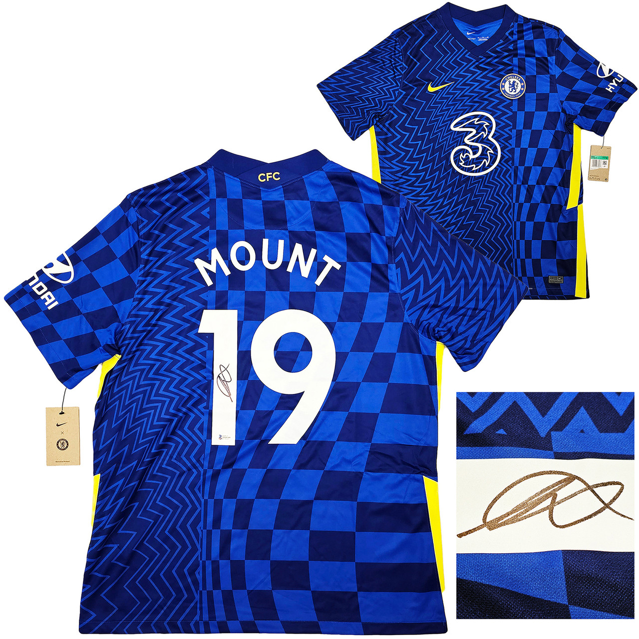Chelsea F.C. Mason Mount Autographed Blue Nike Jersey Size XL in