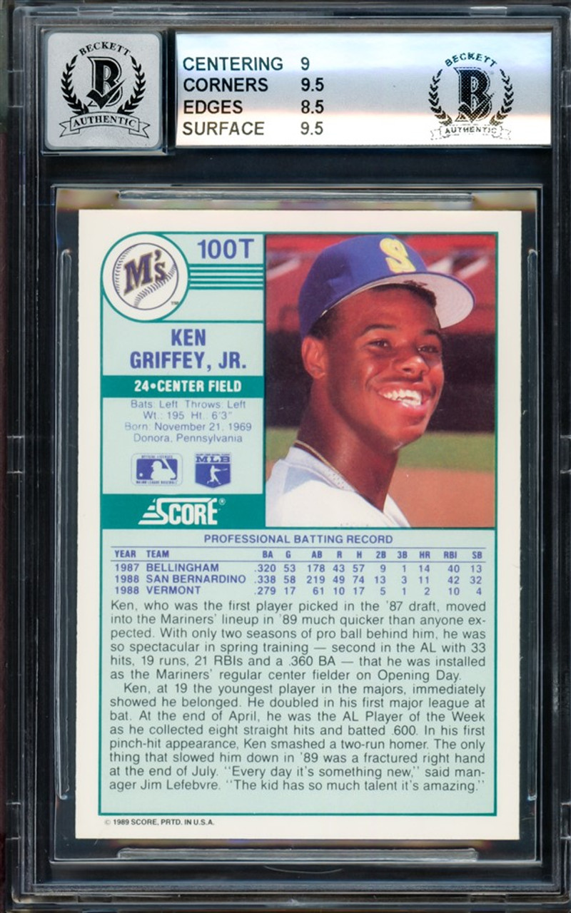 Ken Griffey Jr Signed Seattle Mariners 1989 Topps Traded Baseball Rookie  Card #41T (Beckett Mint 9 - Auto Grade 10)