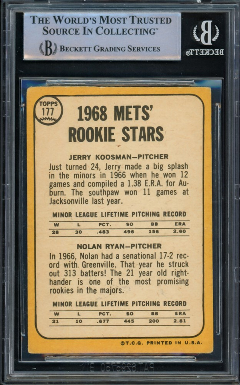 At Auction: 1968 TOPPS METS ROOKIES KOOSMAN RYAN #177 TRADING CARD