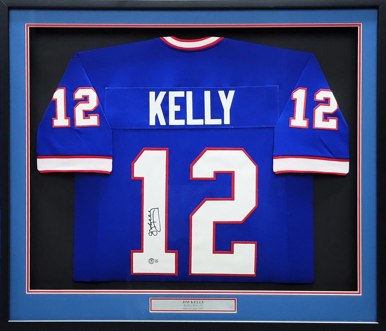 Buffalo Bills Jim Kelly Autographed Framed Blue Jersey Beckett BAS QR Stock  #209465 - Mill Creek Sports
