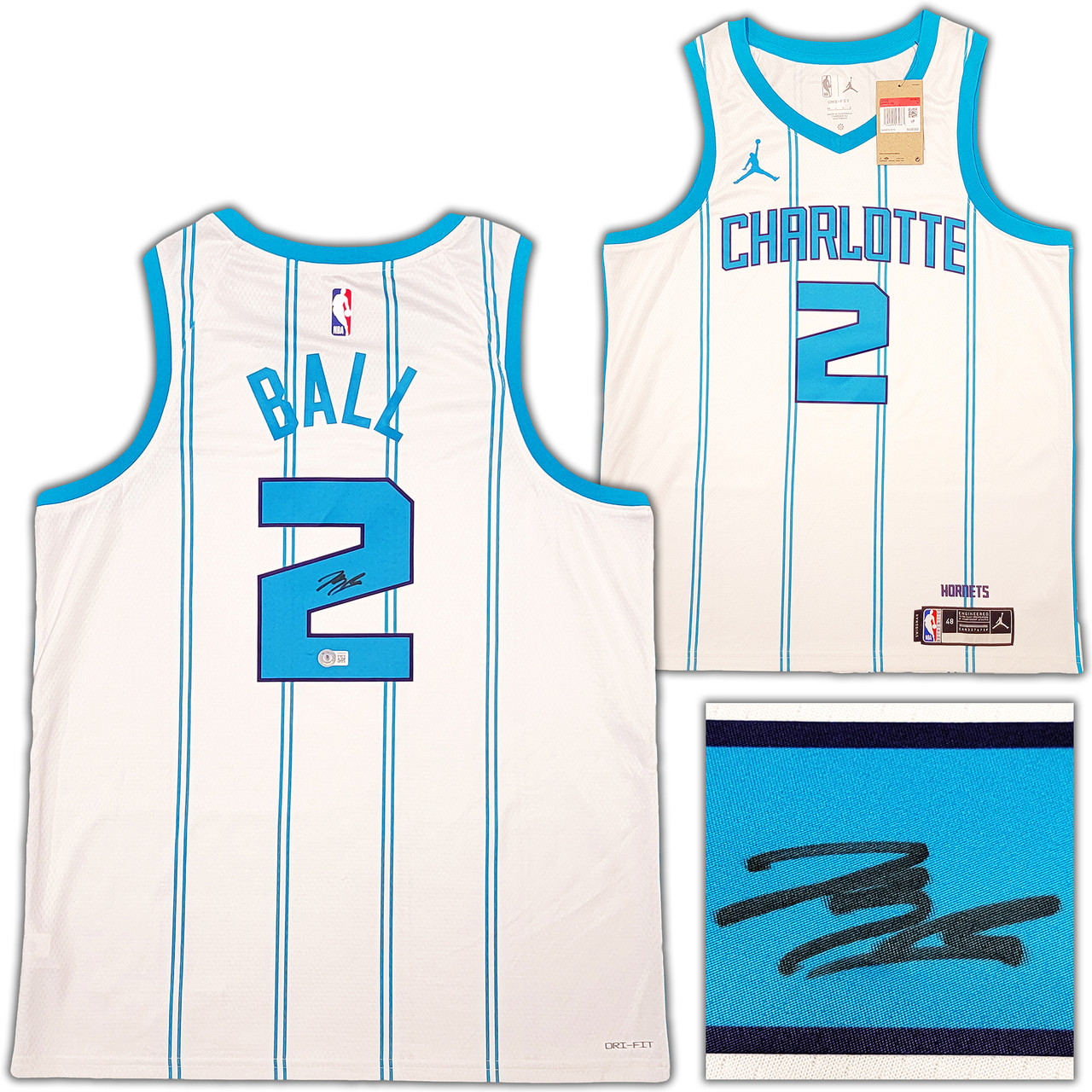 Charlotte Hornets LaMelo Ball Autographed White Nike Swingman Jersey Size L  Beckett BAS QR Stock #209486