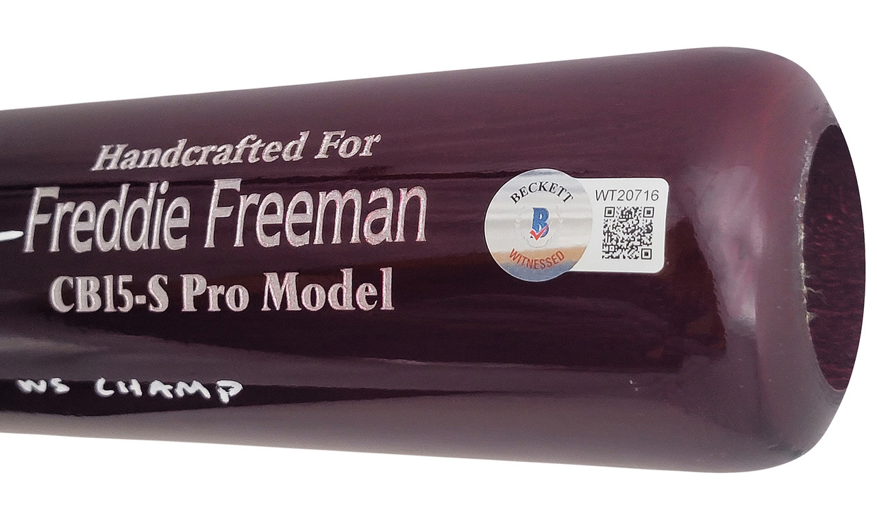 Freddie Freeman Autographed Brown & Blue Marucci Game Model Bat Atlanta  Braves Beckett BAS QR Stock #