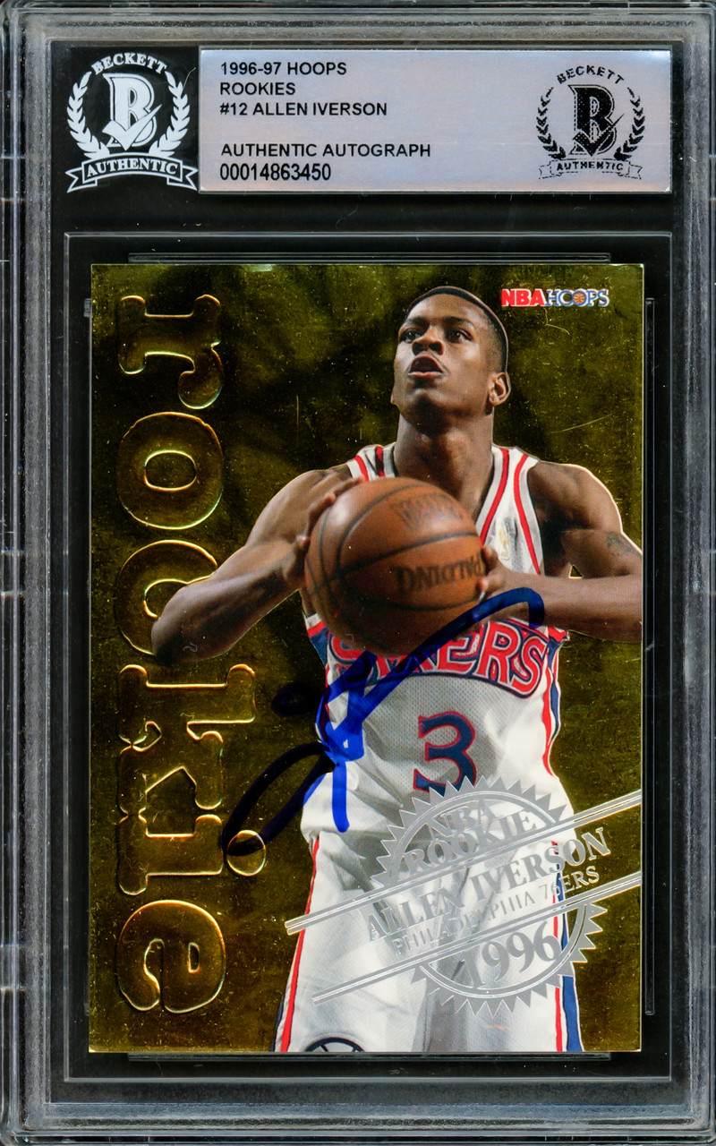 Allen Iverson Autographed 1996-97 Hoops NBA Rookie Card #12