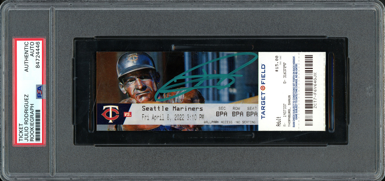 Julio Rodriguez Autographed MLB Debut Ticket Seattle Mariners